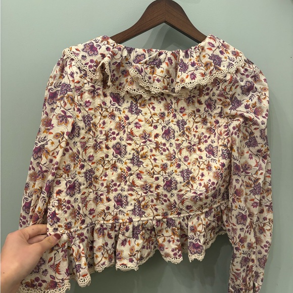 Sezane alexiana nausica quilted ruffle blouse - Picture 8 of 13